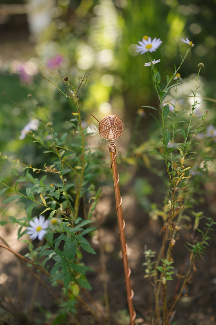 Kopero Elektrokultur 60 cm, en antenn bland vildblommor i trädgården
