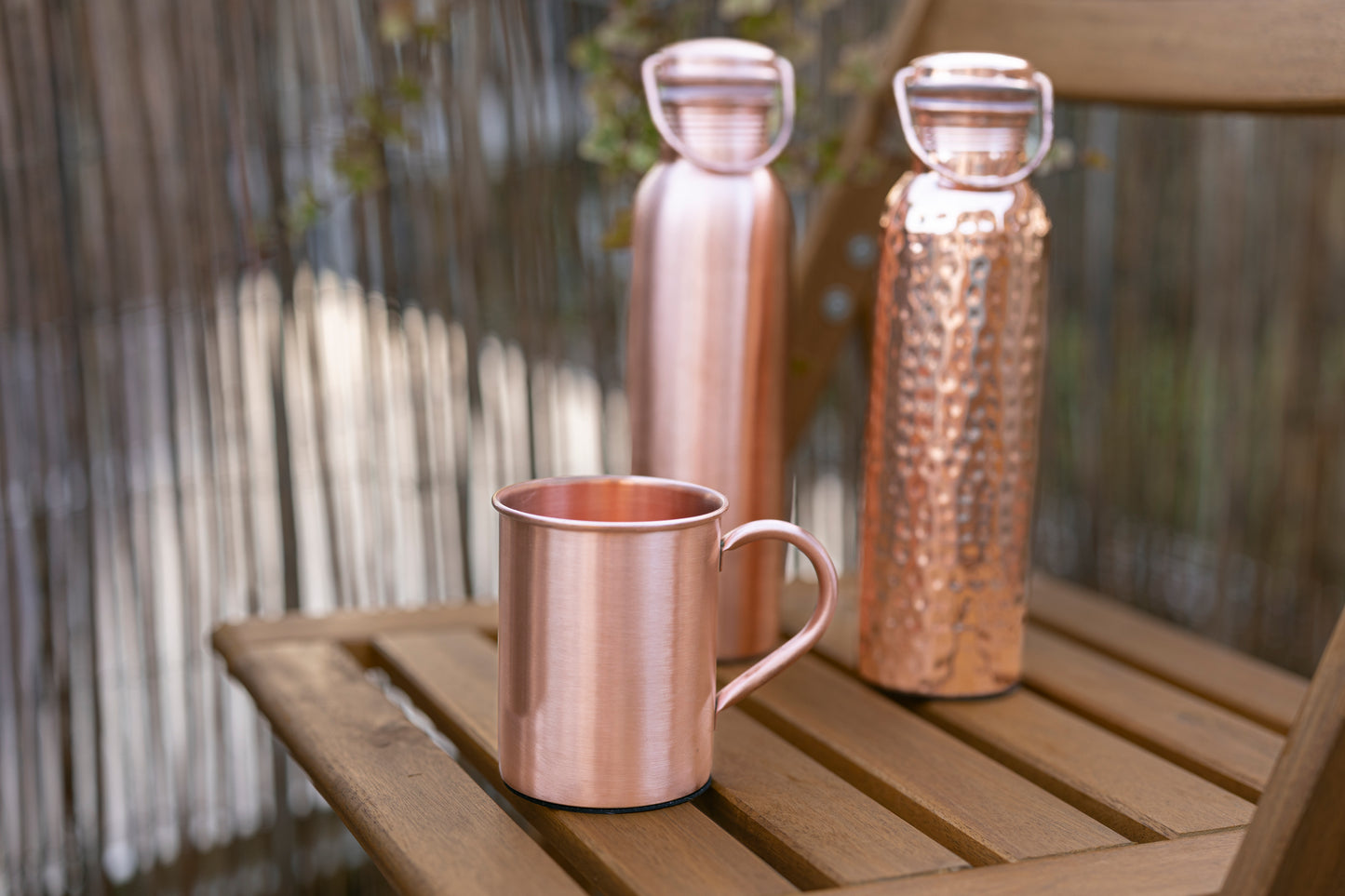 Kopero Premium kopparmugg Slät med kopparflaskor Slät och Hamrad ur Kopero-kollektionen