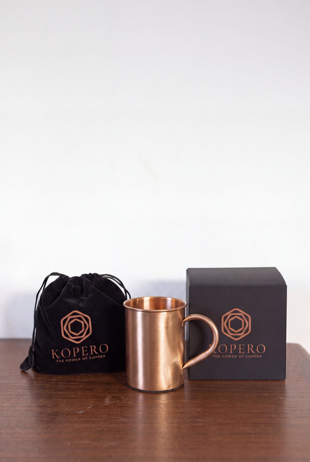 Kopero Kopparmugg Slät med sammetspåsen och presentasken